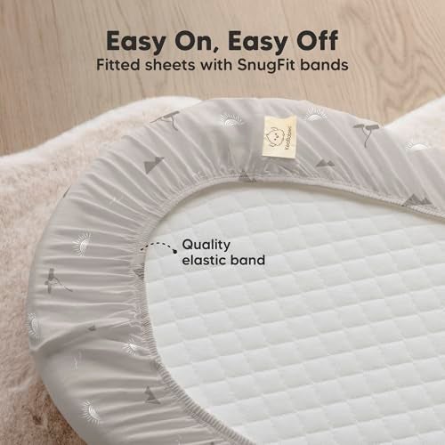KeaBabies 2-Pack Organic Bassinet Sheets for Girls, Boys - 100% Cotton Bassinet Mattress Sheets Compatible with Halo Bassinest Swivel Sleeper, Graco,Baby Delight,Chicco,Unisex Fitted Bassinet Sheets (Savannah) - Image 5