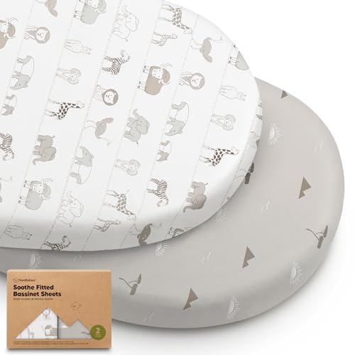 KeaBabies 2-Pack Organic Bassinet Sheets for Girls, Boys - 100% Cotton Bassinet Mattress Sheets Compatible with Halo Bassinest Swivel Sleeper, Graco,Baby Delight,Chicco,Unisex Fitted Bassinet Sheets (Savannah) - Image 1