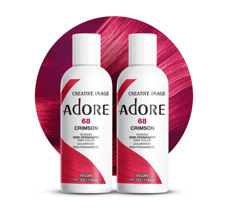 Adore Semi Permanent Hair Color 068 Crimson 2 Pack Vegan CrueltyFree Red Hair Dye No Ammonia No Peroxide No Alcohol 4 Fl Oz - Image 2