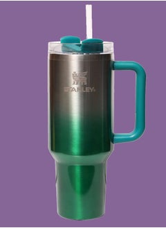 40Oz Insulated Tumbler with Handle & Straw – Stainless Steel Travel Mug – Leakproof, Sweatproof & BPA-Free – Keeps Beverages Hot & Cold for Hours – Large Capacity Reusable Cup for Coffee, Water & More (Green)