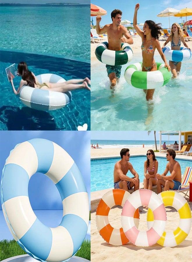 Yuokwer 36 inch Inflatable Pool Floats for Adults- 6 Pack Striped Floaties Pool Tubes Swim Rings Inflatable Pool Float for Swimming Pool Party Lake Beach Adults (Multicolor-6) - Image 3