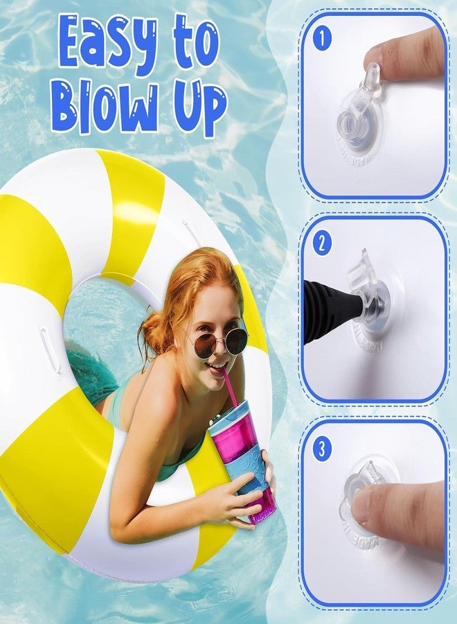 Yuokwer 36 inch Inflatable Pool Floats for Adults- 6 Pack Striped Floaties Pool Tubes Swim Rings Inflatable Pool Float for Swimming Pool Party Lake Beach Adults (Multicolor-6) - Image 5