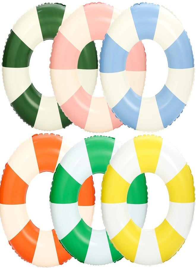 Yuokwer 36 inch Inflatable Pool Floats for Adults- 6 Pack Striped Floaties Pool Tubes Swim Rings Inflatable Pool Float for Swimming Pool Party Lake Beach Adults (Multicolor-6) - Image 1