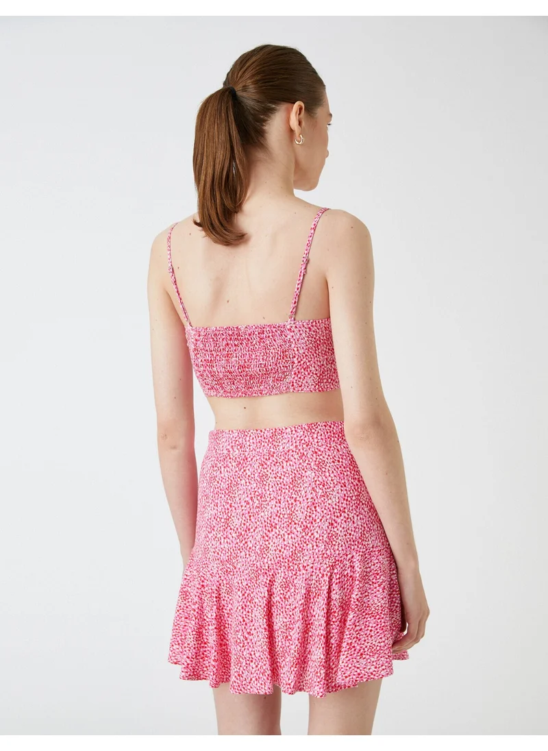 KOTON Crop Undershirt Patterned Thin Strap U Neck