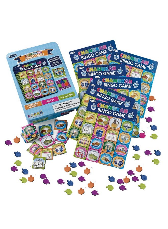 Rite Lite Chanukah Bingo Game by Rite Lite - Fun Hanukkah-Themed Bingo for Kids Ages 3+ - Includes 6 Bingo Boards, Calling Cards & Dreidel Chips - 2-6 Players - No Reading Required - Perfect for Holiday Parties - Image 1