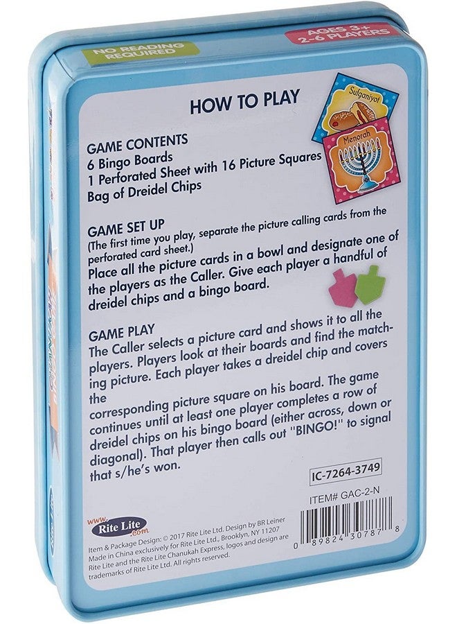 Rite Lite Chanukah Bingo Game by Rite Lite - Fun Hanukkah-Themed Bingo for Kids Ages 3+ - Includes 6 Bingo Boards, Calling Cards & Dreidel Chips - 2-6 Players - No Reading Required - Perfect for Holiday Parties - Image 3