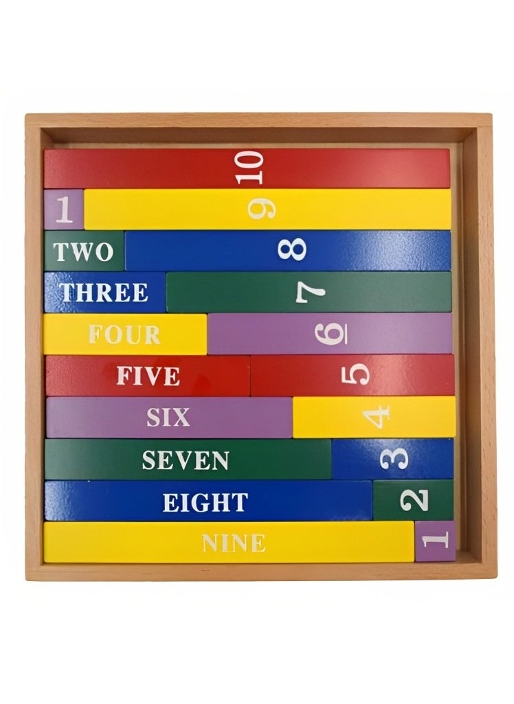 null - Montessori Early Education Wooden Colored Decimal Bar, Widely Professional Colored Bar Consolidate Operations for Mathematics Learning, from 1-10 Math Arithmetic Teaching Aids Kids - Image 1