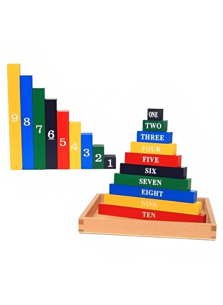 null - Montessori Early Education Wooden Colored Decimal Bar, Widely Professional Colored Bar Consolidate Operations for Mathematics Learning, from 1-10 Math Arithmetic Teaching Aids Kids - Image 1