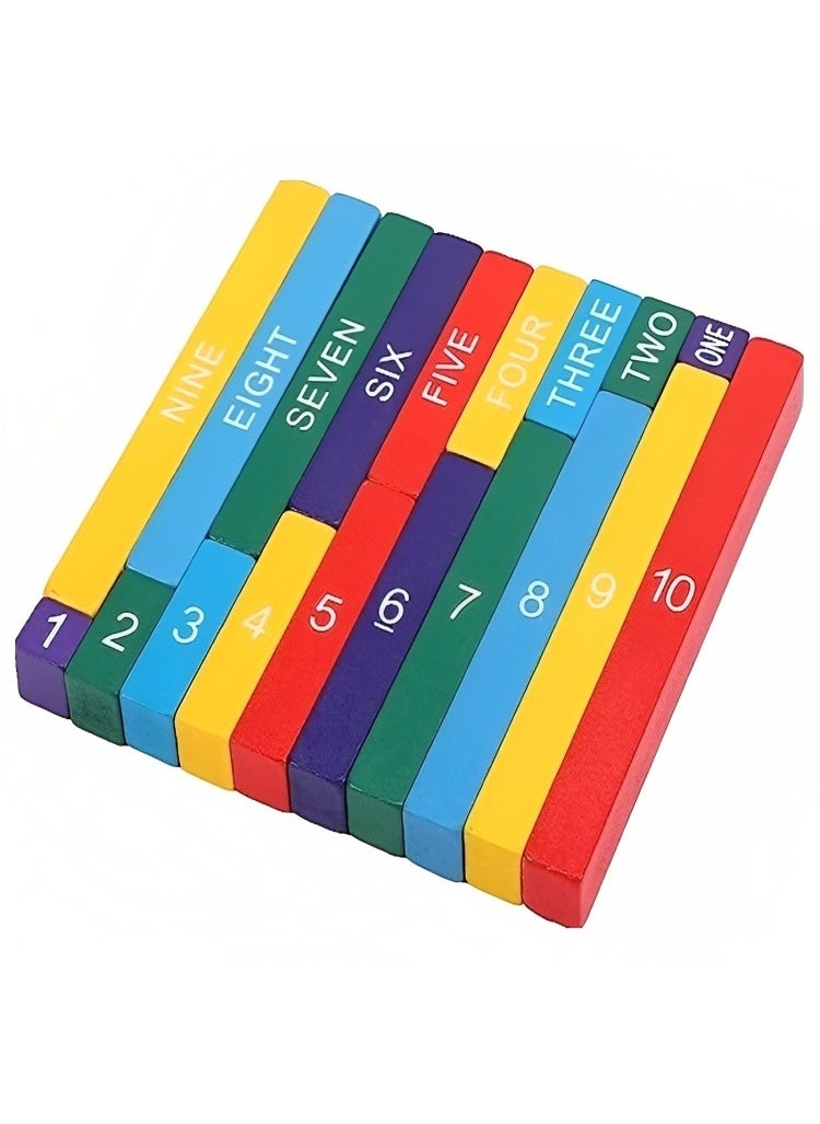 null - Montessori Early Education Wooden Colored Decimal Bar, Widely Professional Colored Bar Consolidate Operations for Mathematics Learning, from 1-10 Math Arithmetic Teaching Aids Kids - Image 1
