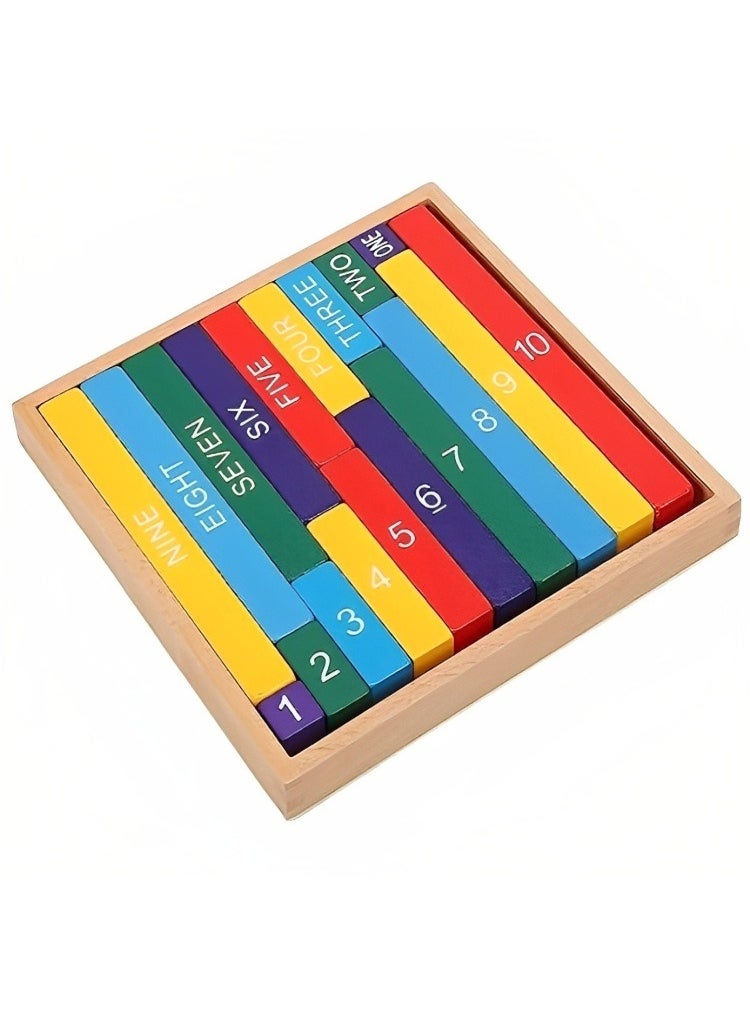 null - Montessori Early Education Wooden Colored Decimal Bar, Widely Professional Colored Bar Consolidate Operations for Mathematics Learning, from 1-10 Math Arithmetic Teaching Aids Kids - Image 1