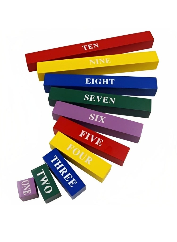null - Montessori Early Education Wooden Colored Decimal Bar, Widely Professional Colored Bar Consolidate Operations for Mathematics Learning, from 1-10 Math Arithmetic Teaching Aids Kids - Image 1