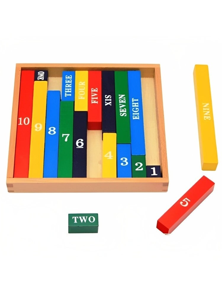 null - Montessori Early Education Wooden Colored Decimal Bar, Widely Professional Colored Bar Consolidate Operations for Mathematics Learning, from 1-10 Math Arithmetic Teaching Aids Kids - Image 1
