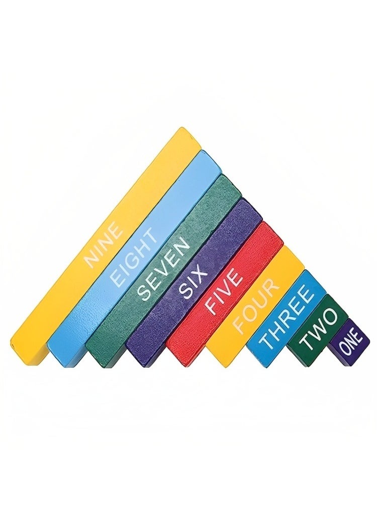 null - Montessori Early Education Wooden Colored Decimal Bar, Widely Professional Colored Bar Consolidate Operations for Mathematics Learning, from 1-10 Math Arithmetic Teaching Aids Kids - Image 1