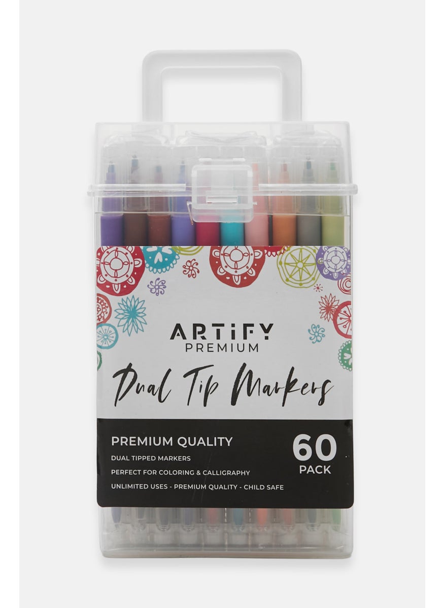Artify 60 Pack Dual Tip Markers, Pink  - Image 1