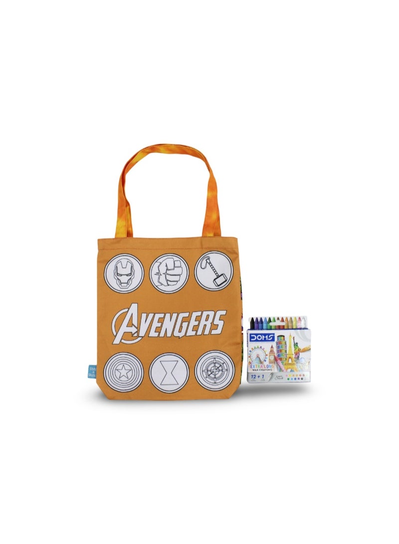 حقيبة "أفنجرز" (Avengers) متوسطة الحجم للتلوين، تتضمن أقلام تلوين شمعية طويلة جداً (12 لوناً + لون فضي). - Image 1