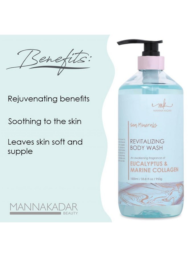 Manna Kadar Beauty Dead Sea Minerals Revitalizing Body Wash Eucalyptus & Marine Collagen Clean Soothe Revitalizes Rejuvenates Skin Shower Gel  - Image 3