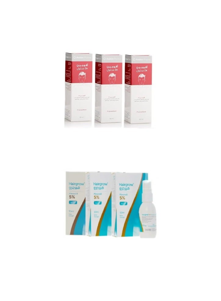 Dar Al Dawa Hair Grow 5 Minoxidil 3 Pack With Avogain 5% Minoxidil Solution 3 Month Supply 50ml 3 Pack - Image 1