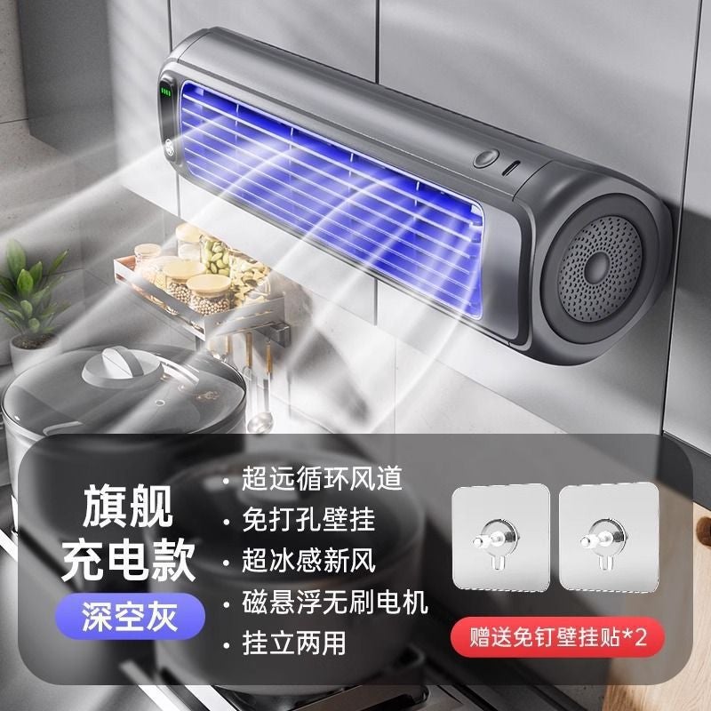 Household Small Fan Silent Kitchen Air Conditioner Toilet Wall-Mounted Dormitory Punch-Free Wall-Mounted Electric Fan - Image 1