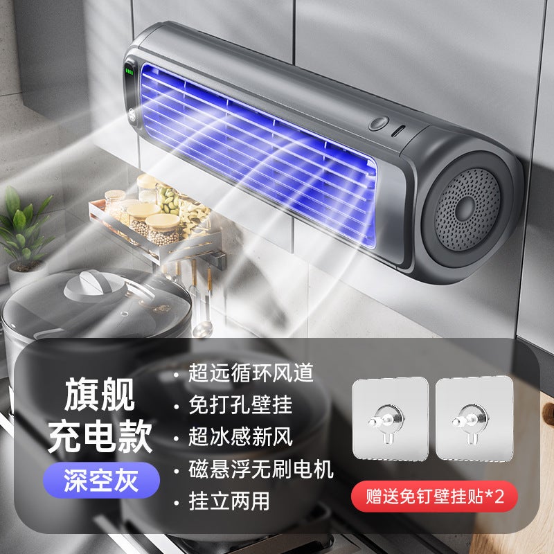 Household Small Fan Silent Kitchen Air Conditioner Toilet Wall-Mounted Dormitory Punch-Free Wall-Mounted Electric Fan - Image 5