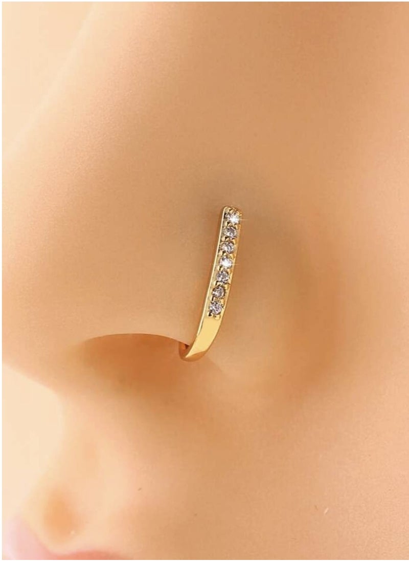 YUCCA Rhinestone Decor Nose Ring for Women, Non Pierced Punk, New Fashion Body Jewelry Suitable for All Parties and Occasions  - Image 1