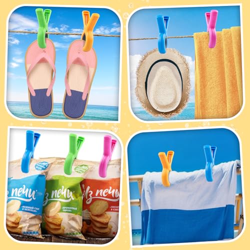 Dreecy 16 Pcs Beach Towel Clips for Beach Chairs, Towel Holder for Beach Chair Pool Chair on Cruise, Jumbo Size Heavy Duty Clothes Pins, Beach Chair Clips to Keep Your Towel from Blowing Away, 4 Colors - Image 5