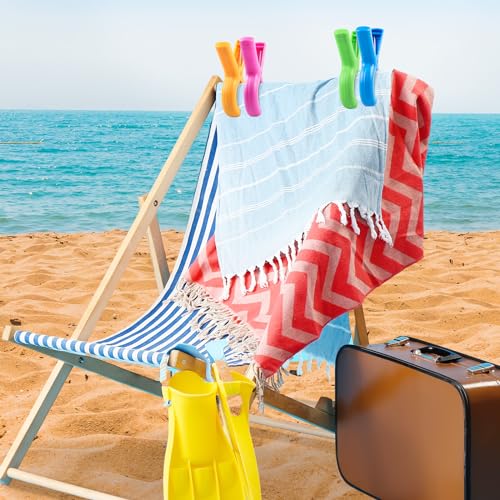 Dreecy 16 Pcs Beach Towel Clips for Beach Chairs, Towel Holder for Beach Chair Pool Chair on Cruise, Jumbo Size Heavy Duty Clothes Pins, Beach Chair Clips to Keep Your Towel from Blowing Away, 4 Colors - Image 4