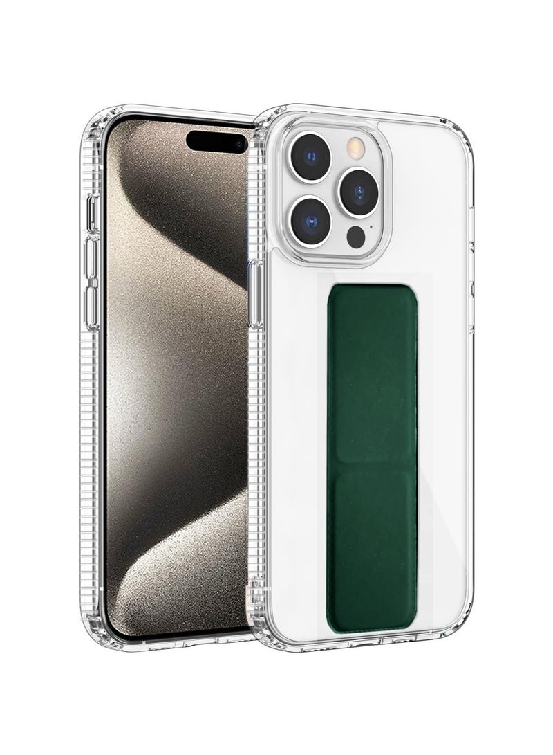 Wtech Apple iPhone 15 Pro 2023 TPU Hand Grip Air Pillow Case Cover - Clear/Dark Green - Image 1
