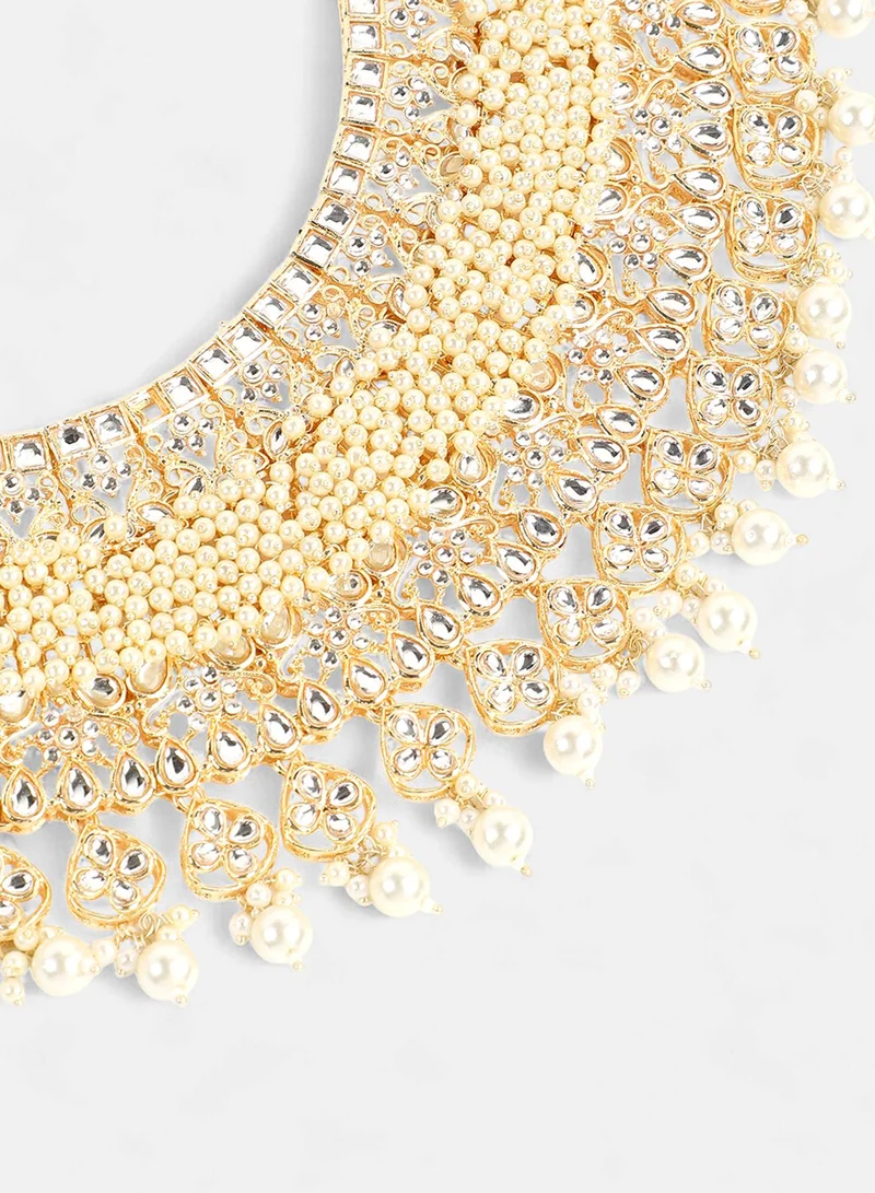 SOHI Stone Studded & Beaded Artificial Jewellery Set