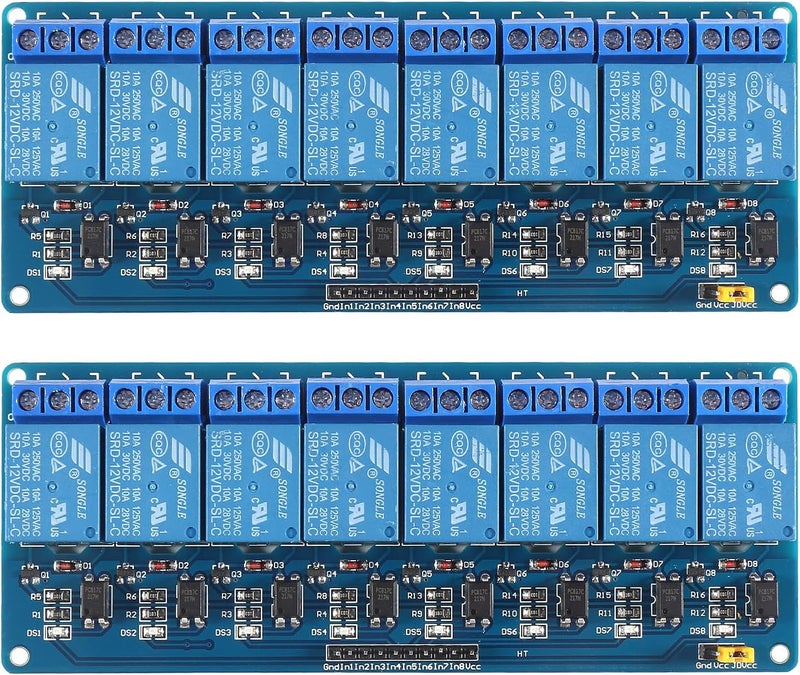 AEDIKO 2pcs 8 Channel Relay Module DC 12V Relay Module Board for DIY DSP AVR PIC ARM - Image 1