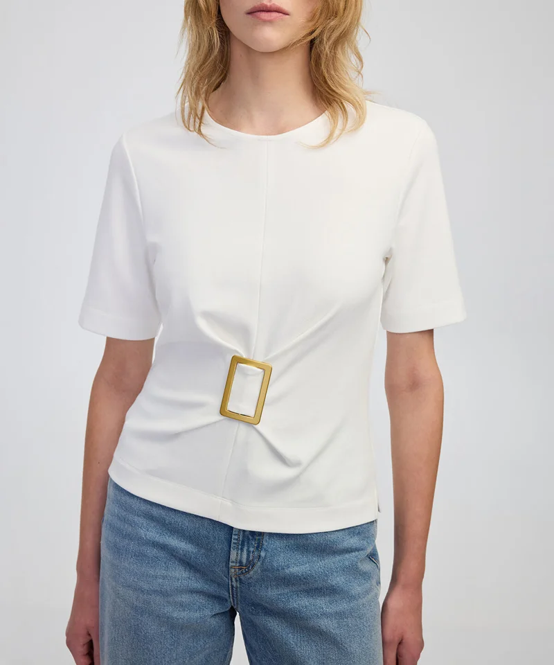 Ipekyol  Short Sleeve Blouse with Buckle for Women | Best Price UAE