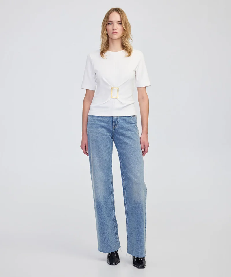 Ipekyol  Short Sleeve Blouse with Buckle for Women | Best Price UAE