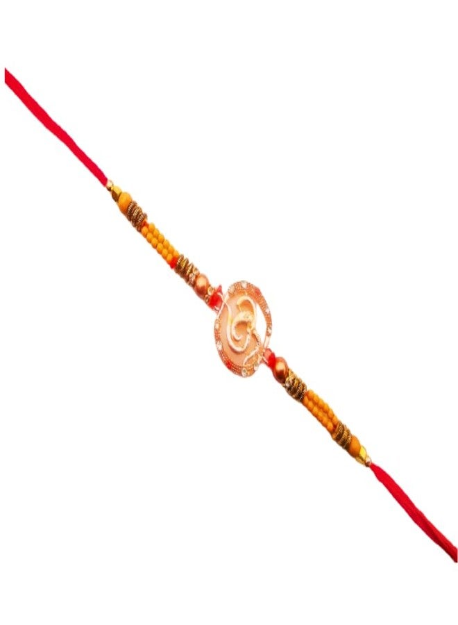 DEV POOJA STORE Elegant Design Fancy OM Rakhi | Online Rakhi | Rakhi Online Shopping | Rakhi Gift For Brother (RM29) - Image 1