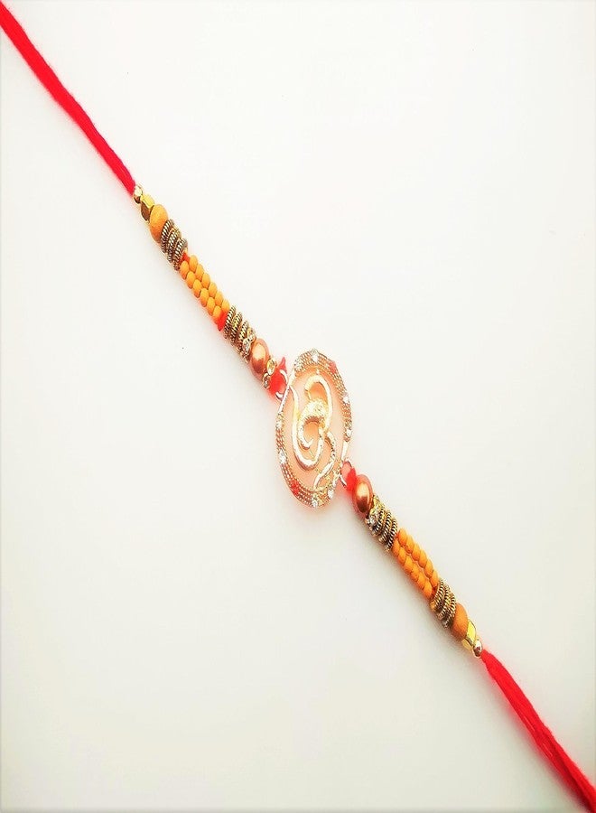 DEV POOJA STORE Elegant Design Fancy OM Rakhi | Online Rakhi | Rakhi Online Shopping | Rakhi Gift For Brother (RM29) - Image 2