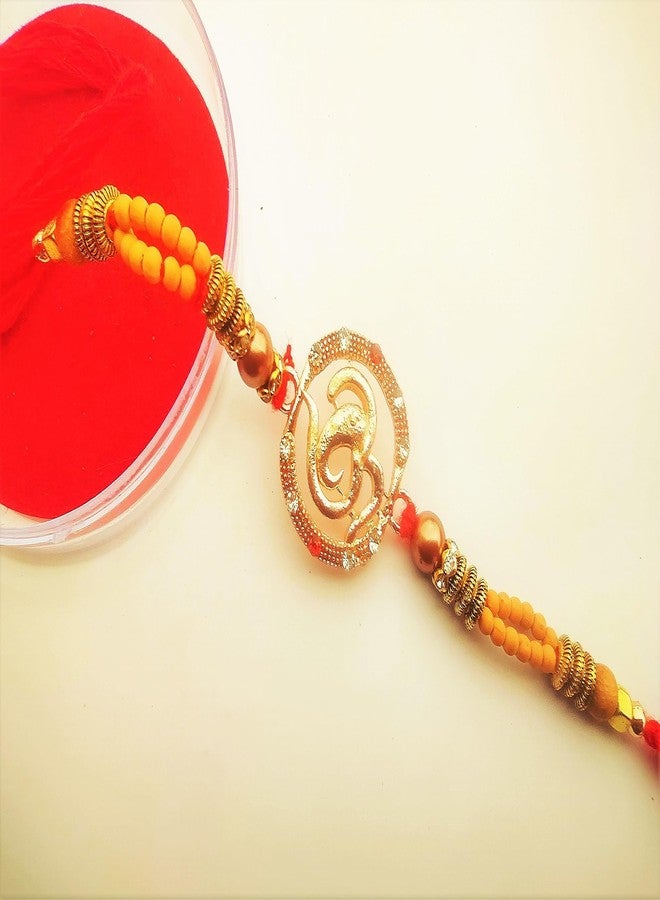 DEV POOJA STORE Elegant Design Fancy OM Rakhi | Online Rakhi | Rakhi Online Shopping | Rakhi Gift For Brother (RM29) - Image 4