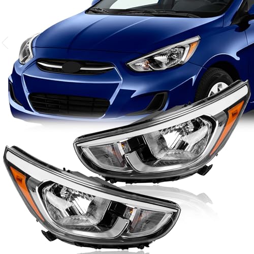 TODO Headlights Assembly Replaces 921011R710 921021R710 Compatible with 2015 2016 2017 Accent | Driver Passenger 2pcs - Image 1