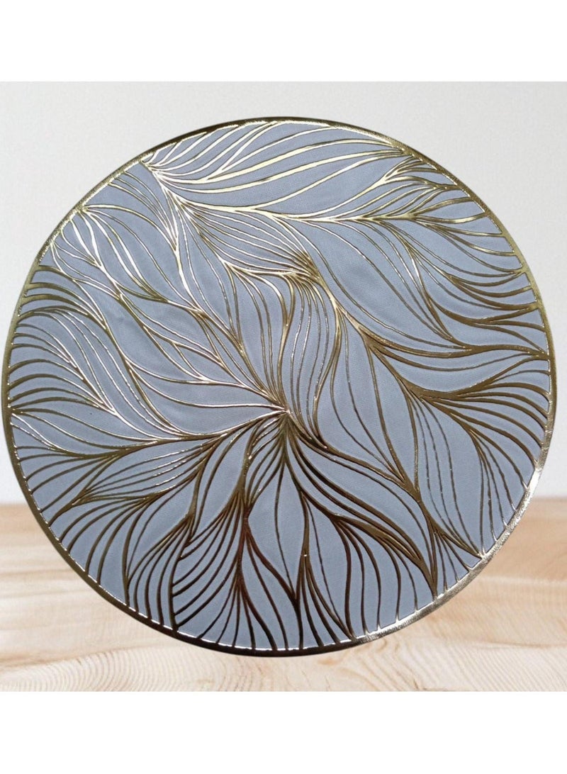 طقم كوستر جلد فاخر (ذهبي وأبيض) – 2 قطعة | تصميم عصري أنيق لطاولة القهوة أو المكتب - Image 1