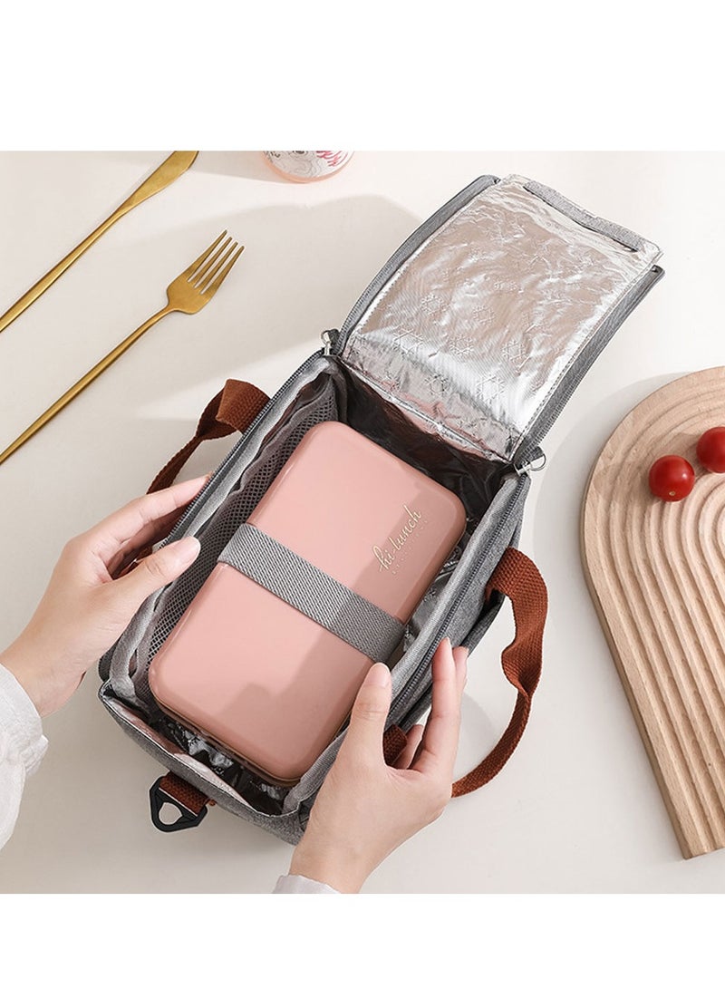 عام حقيبة غداء للنساء والرجال مع حزام كتف قابل للتعديل، حقيبة غداء قابلة لإعادة الاستخدام مع تصميم لطيف - حقيبة غداء مضادة للتسرب مع عزل وسعة كبيرة، حاوية غداء مبردة للعمل/السفر/المكتب (أسود) - Image 3