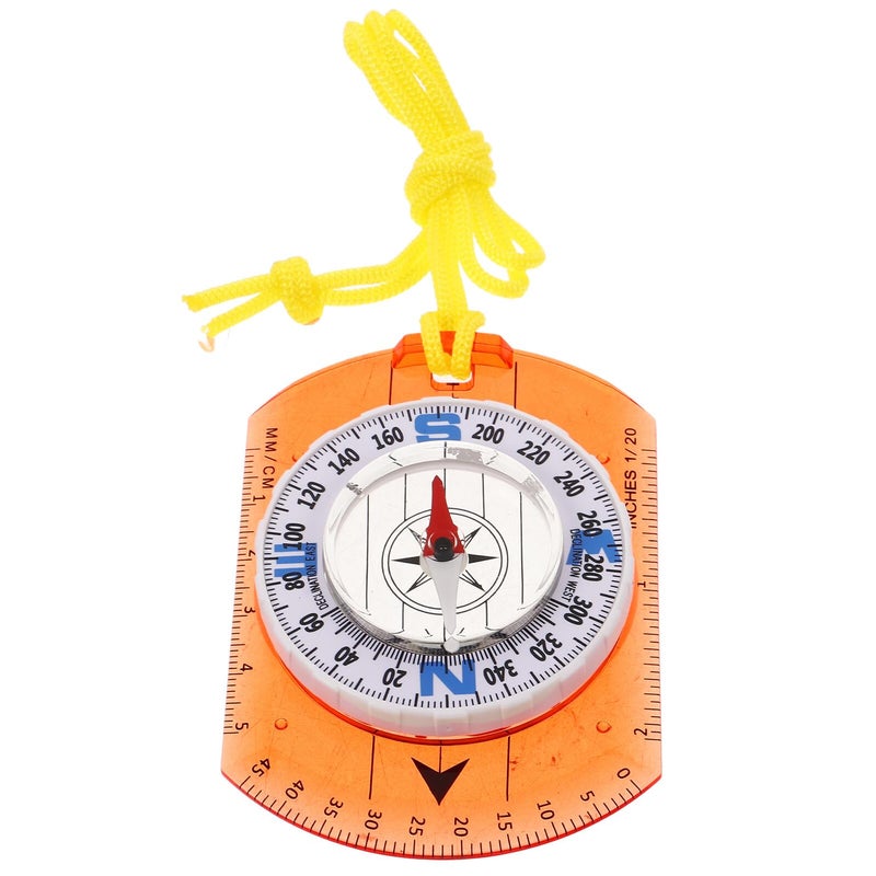Luminous Orienteering Compass with Ruler and Direction Pointer for Outdoor Hiking Navigation Orange - Image 2