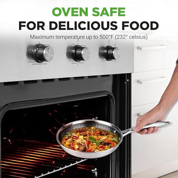 نيوتري شيف مقلاة من الفولاذ المقاوم للصدأ 8، مقلاة تريبلي كيتشن وير، مقلاة ستير فراي، أدوات طهي المطبخ، WDakin، طلاء غير لاصق، مقاوم للخدش، مرفوع لأعلى، نمط منسوج على شكل قرص العسل، Nc3Pl8 - Image 4