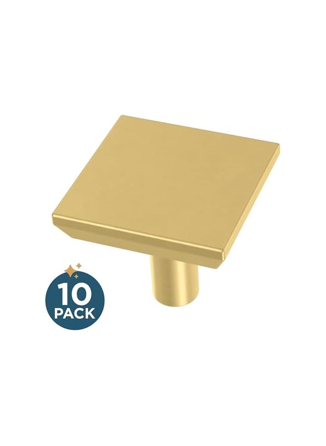 PROMASS promass Simple Chamfered Square Cabinet Knob, Brushed Brass, 1.12 in (29 mm) Drawer Knob, 10 Pack, P40847K-117-C  - Image 3