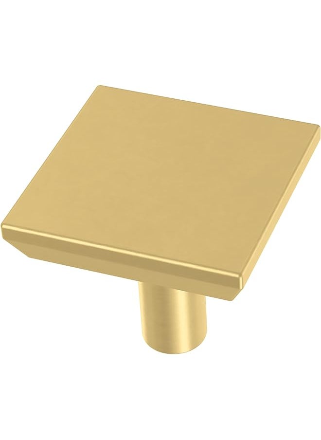 PROMASS promass Simple Chamfered Square Cabinet Knob, Brushed Brass, 1.12 in (29 mm) Drawer Knob, 10 Pack, P40847K-117-C  - Image 1