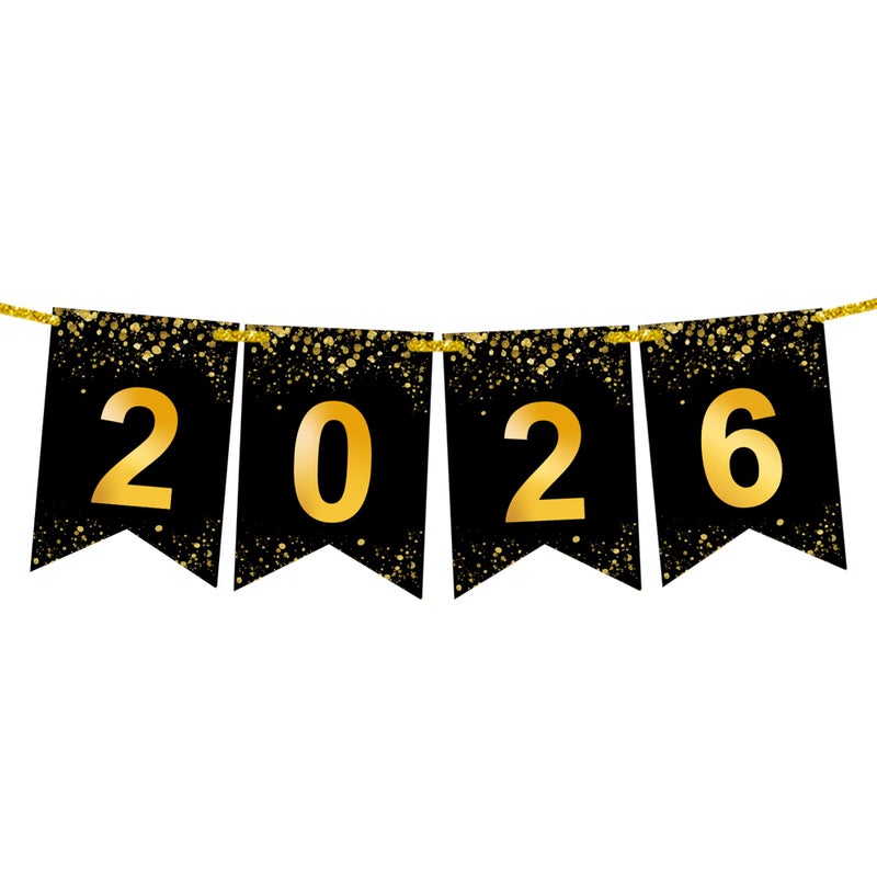 KatchOn Large New Year Banner 2026 Sign8 Feet No DIY Black and Gold Banner 2026 New Years Decorations 2026 New Years Eve Party Supplies 2026 Black Gold 2026 Banners for Nye decorations 2026 - Image 3