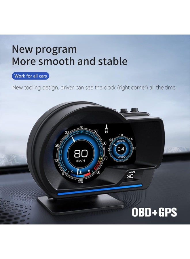 SHENGHUI Car HUD Head Up Display P6, OBD+GPS Smart Gauge, Works Great for All Cars - Image 5