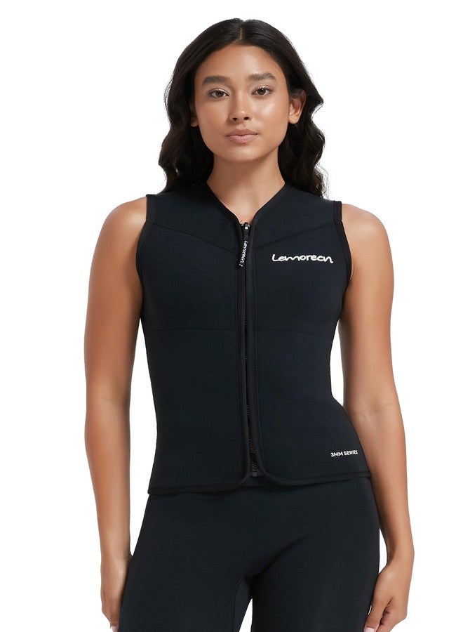 Lemorecn Wetsuit Top Women, 3mm Sleeveless Neoprene Wet Suit Tops Jacket Front Zip Diving Vest for Water Sports - Image 1