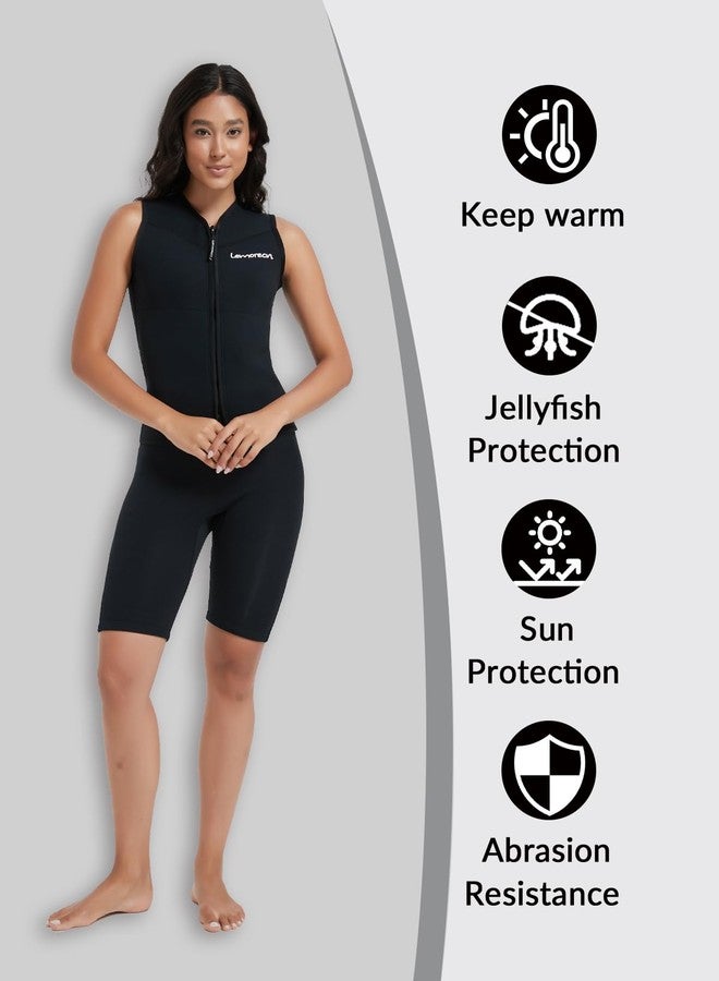 Lemorecn Wetsuit Top Women, 3mm Sleeveless Neoprene Wet Suit Tops Jacket Front Zip Diving Vest for Water Sports - Image 5
