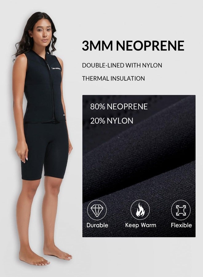 Lemorecn Wetsuit Top Women, 3mm Sleeveless Neoprene Wet Suit Tops Jacket Front Zip Diving Vest for Water Sports - Image 2