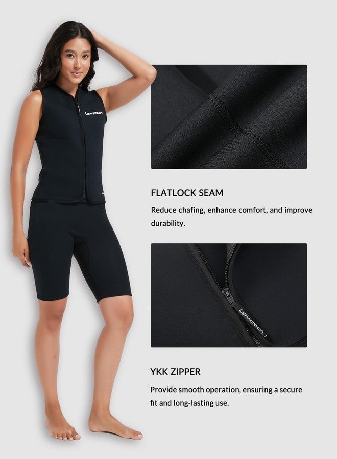 Lemorecn Wetsuit Top Women, 3mm Sleeveless Neoprene Wet Suit Tops Jacket Front Zip Diving Vest for Water Sports - Image 3