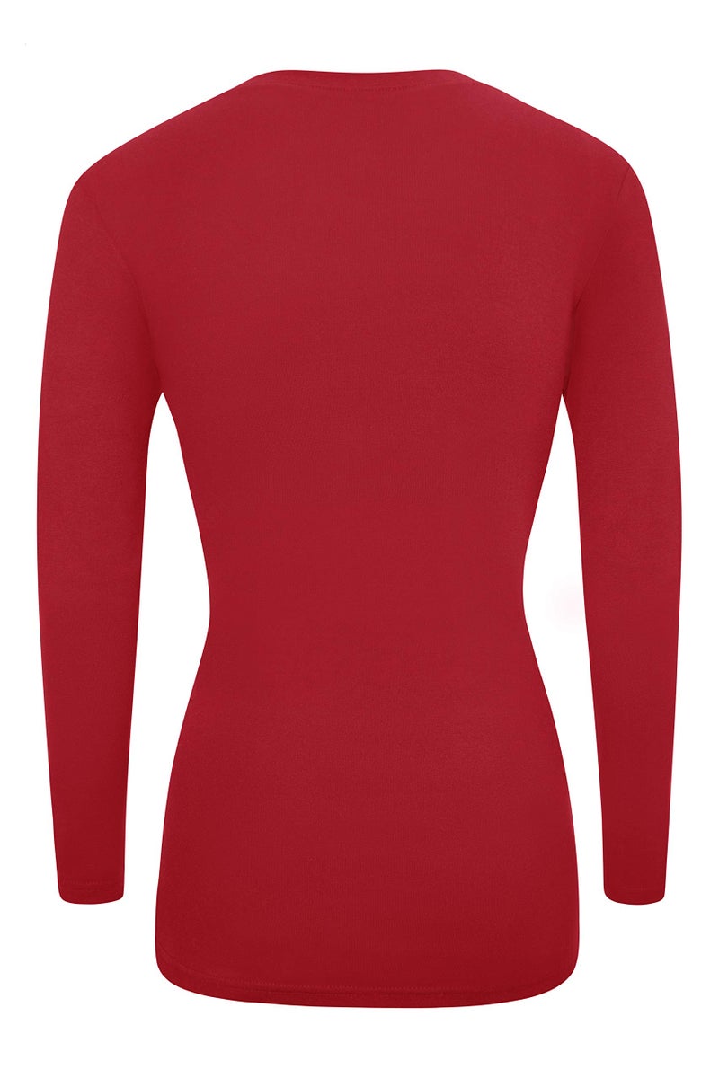 Natural Uniforms Women's Long Sleeve V-Neck T-Shirt Under Scrub (Red, Large) - Image 2