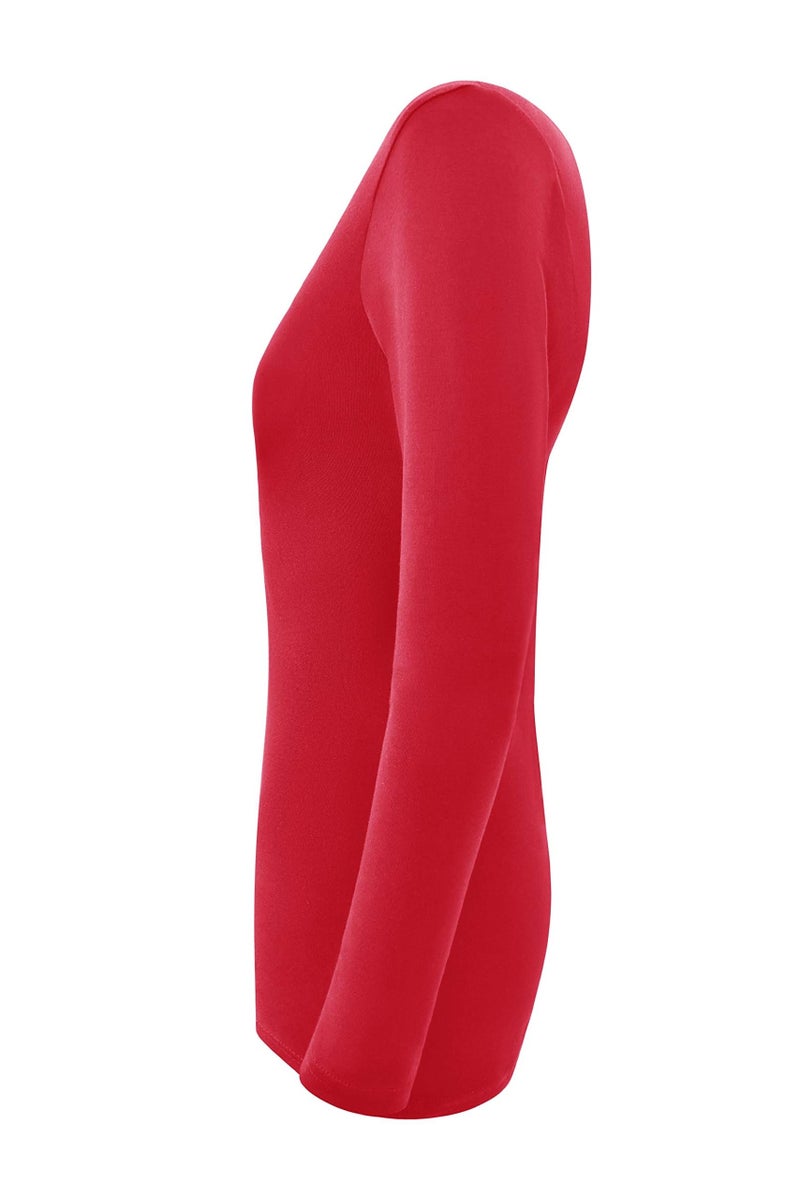Natural Uniforms Women's Long Sleeve V-Neck T-Shirt Under Scrub (Red, Large) - Image 4