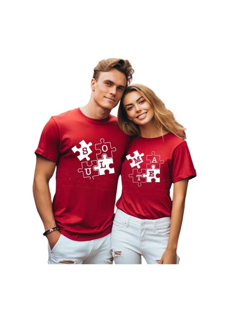 PRINTSHOP4ME Valentine's Day Couple T-Shirts–Matching Round Neck Short Sleeve Cotton T-Shirts For Couples–Gift For Boyfriend,Girlfriend - Image 1